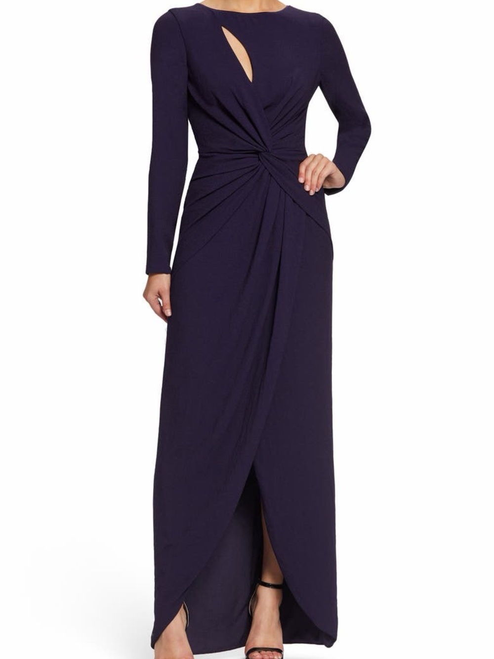Dress the Population Naomi Long Sleeve Twist Crepe Gown